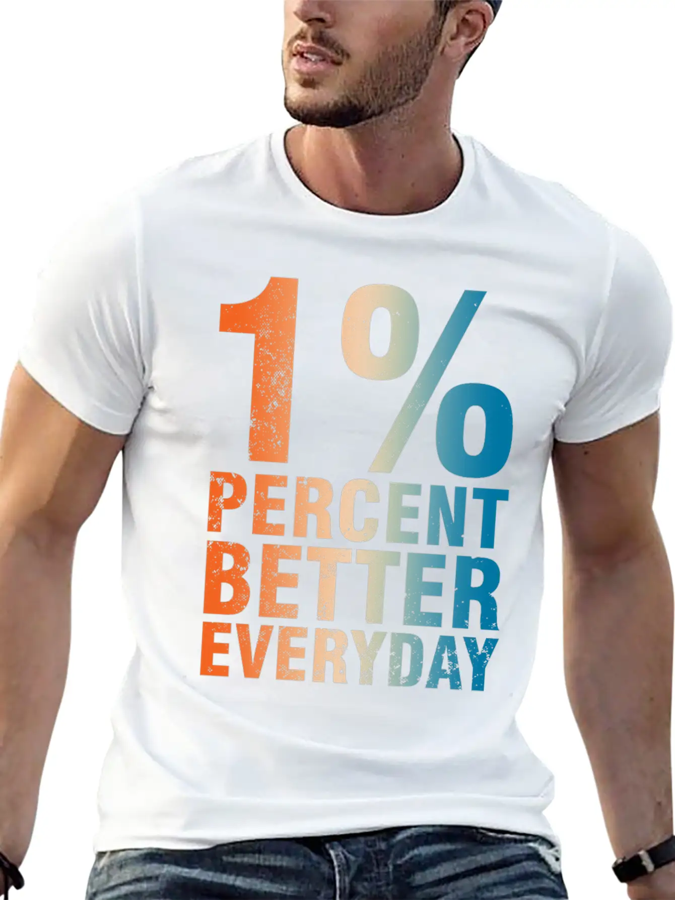 1% Percent Better Everyday Mindset Classic Crew Neck Graphic Tee – Everyday Minimal Look