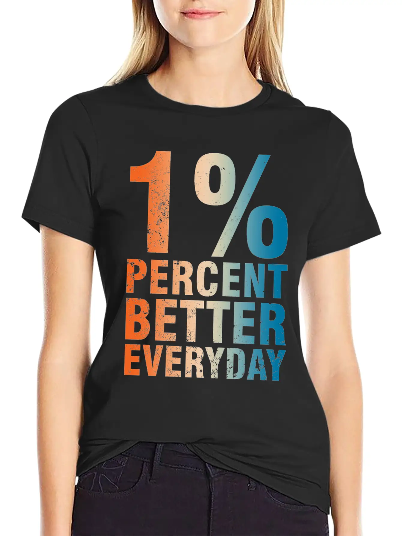 1% Percent Better Everyday Mindset Classic Crew Neck Graphic Tee – Everyday Minimal Look