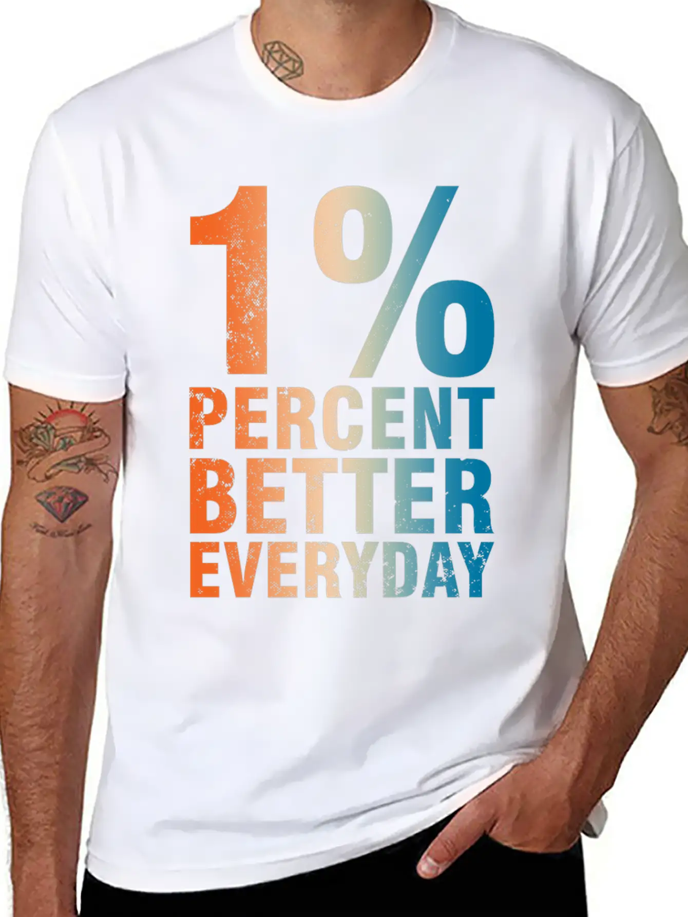 1% Percent Better Everyday Mindset Classic Crew Neck Graphic Tee – Everyday Minimal Look