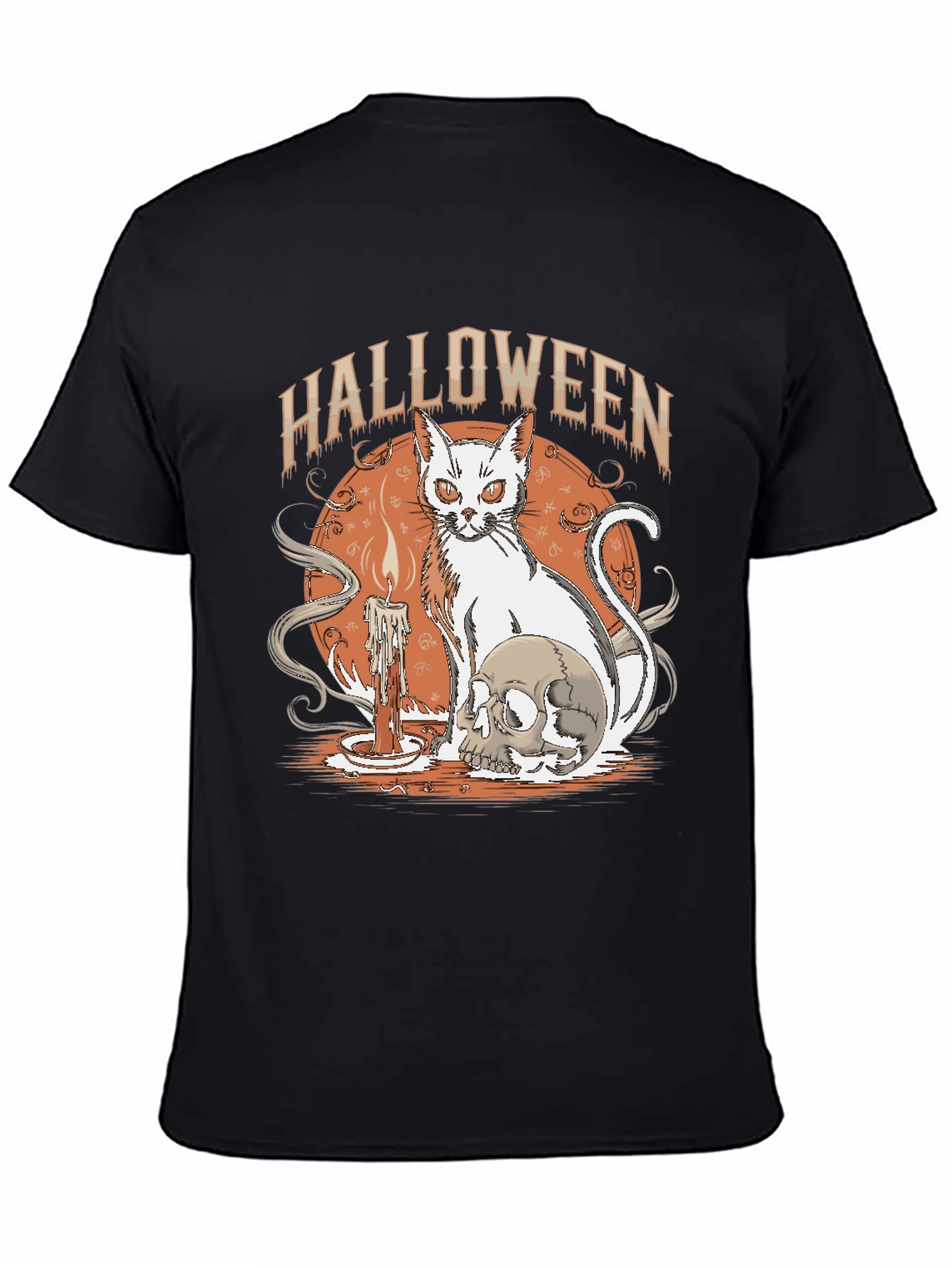 Halloween Cat & Skull Graphic Tee
