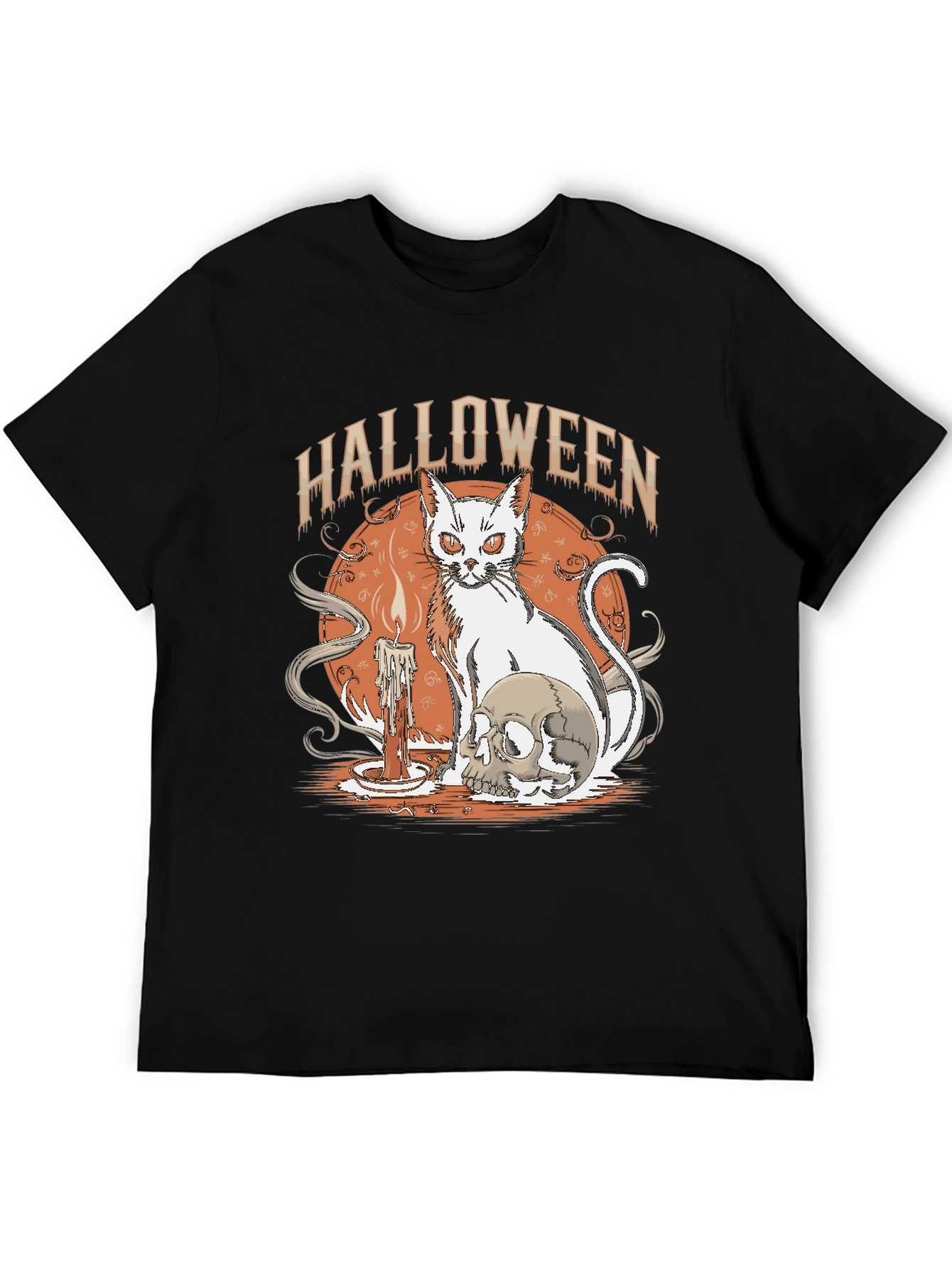 Halloween Cat & Skull Graphic Tee