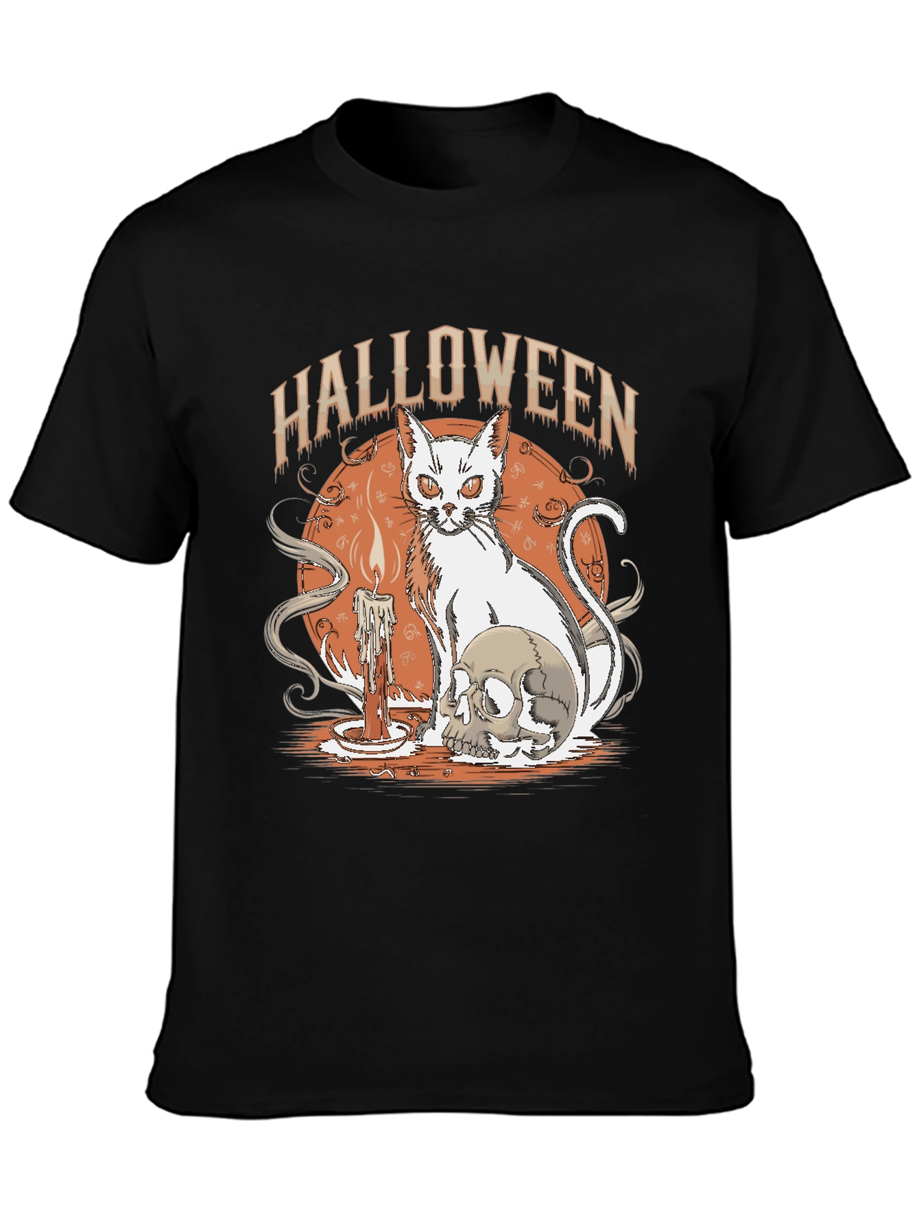 Halloween Cat & Skull Graphic Tee