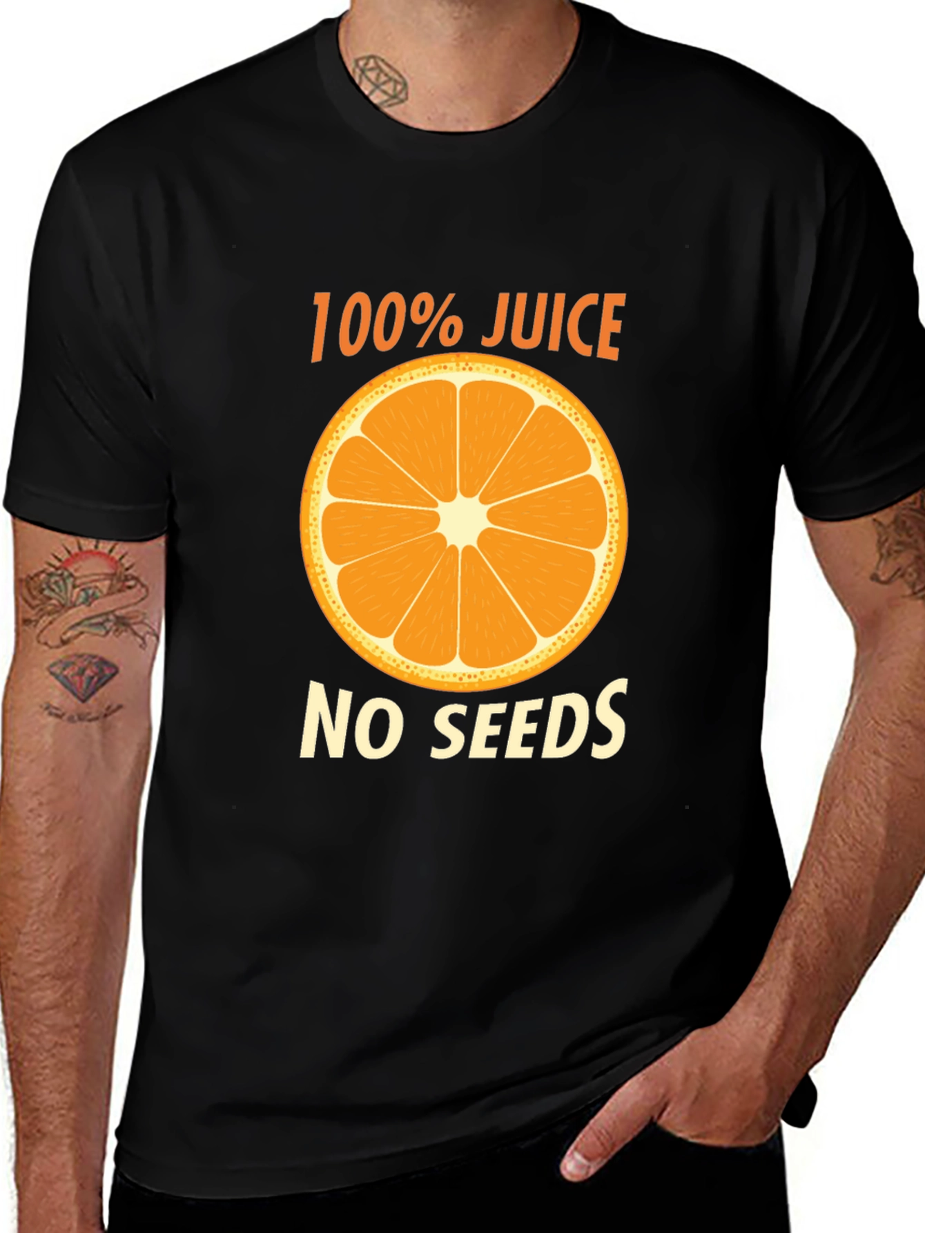 100% Juice No Seeds Black Graphic T-Shirt