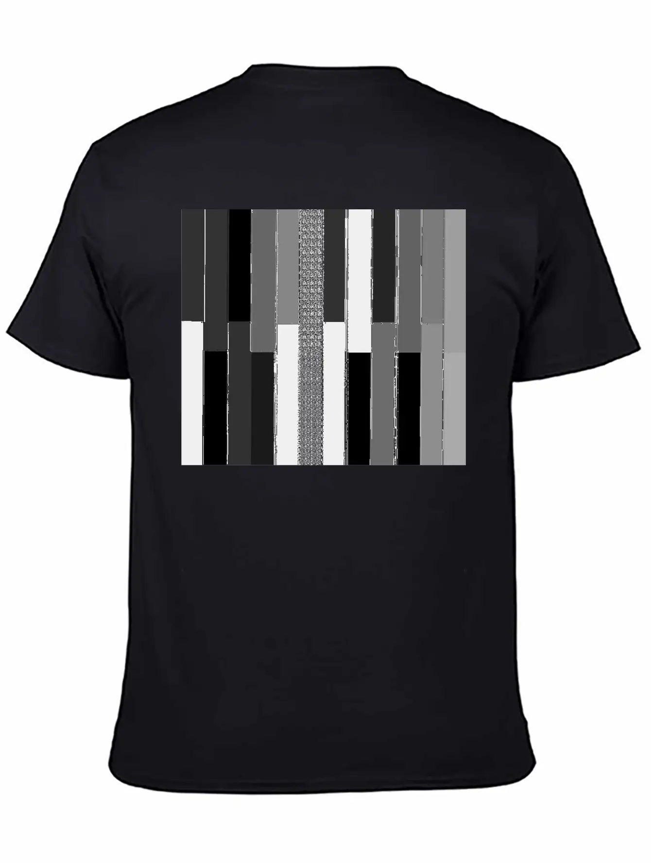 "Modern Geometric Striped Texture" Classic Crew Neck Graphic Tee – Everyday Minimal Look