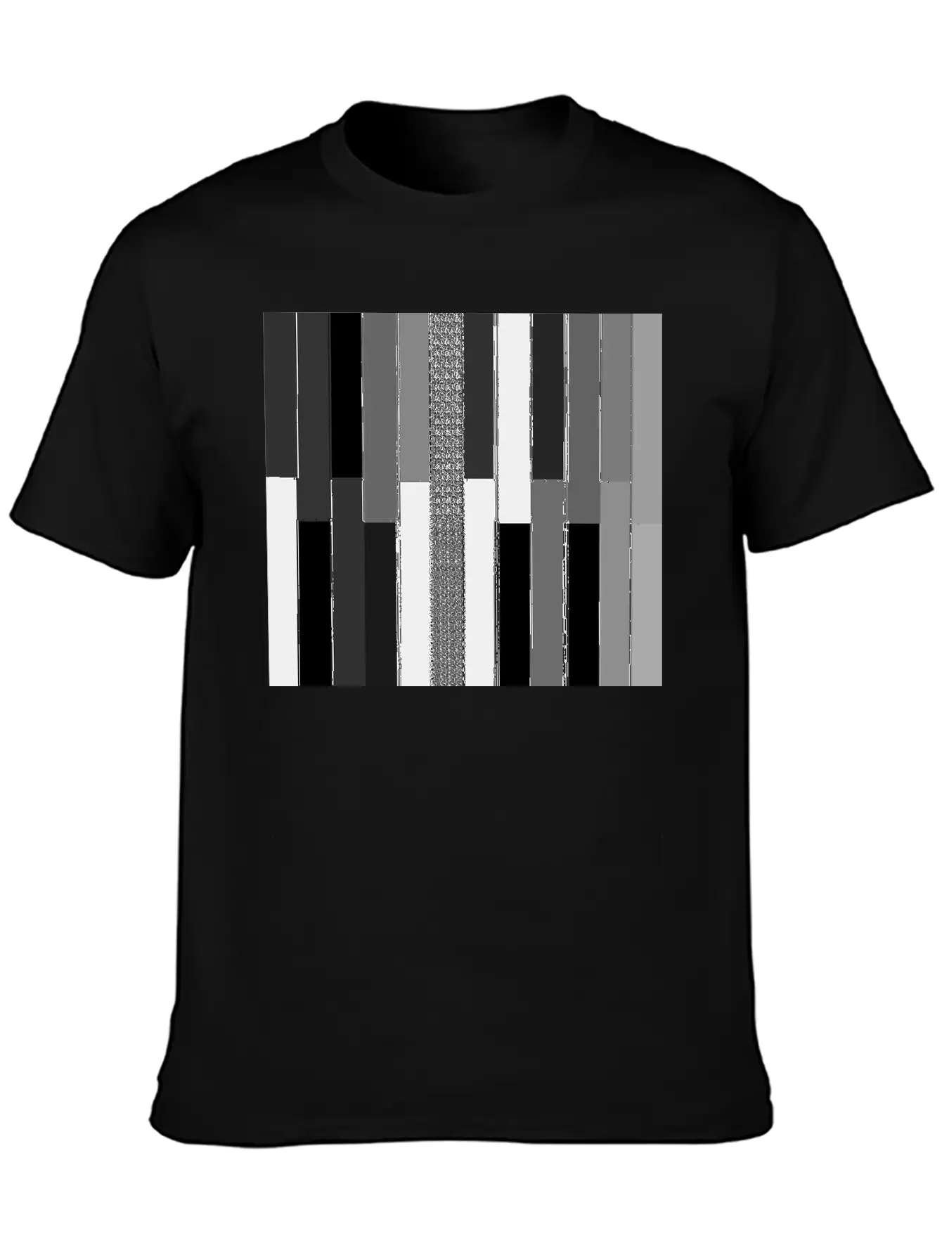 "Modern Geometric Striped Texture" Classic Crew Neck Graphic Tee – Everyday Minimal Look