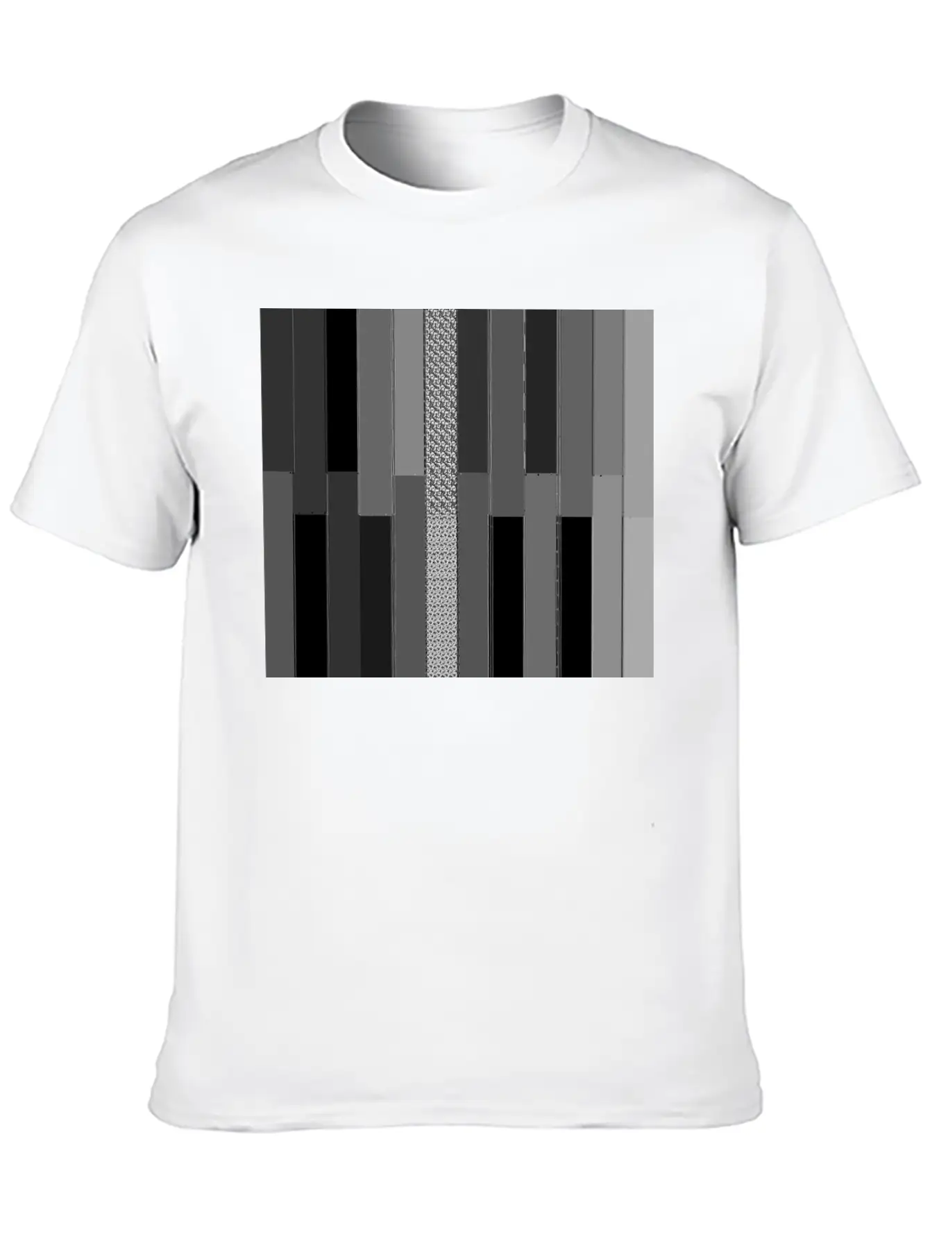 "Modern Geometric Striped Texture" Classic Crew Neck Graphic Tee – Everyday Minimal Look