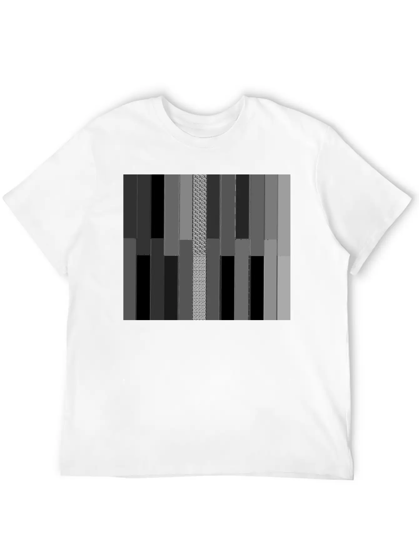"Modern Geometric Striped Texture" Classic Crew Neck Graphic Tee – Everyday Minimal Look