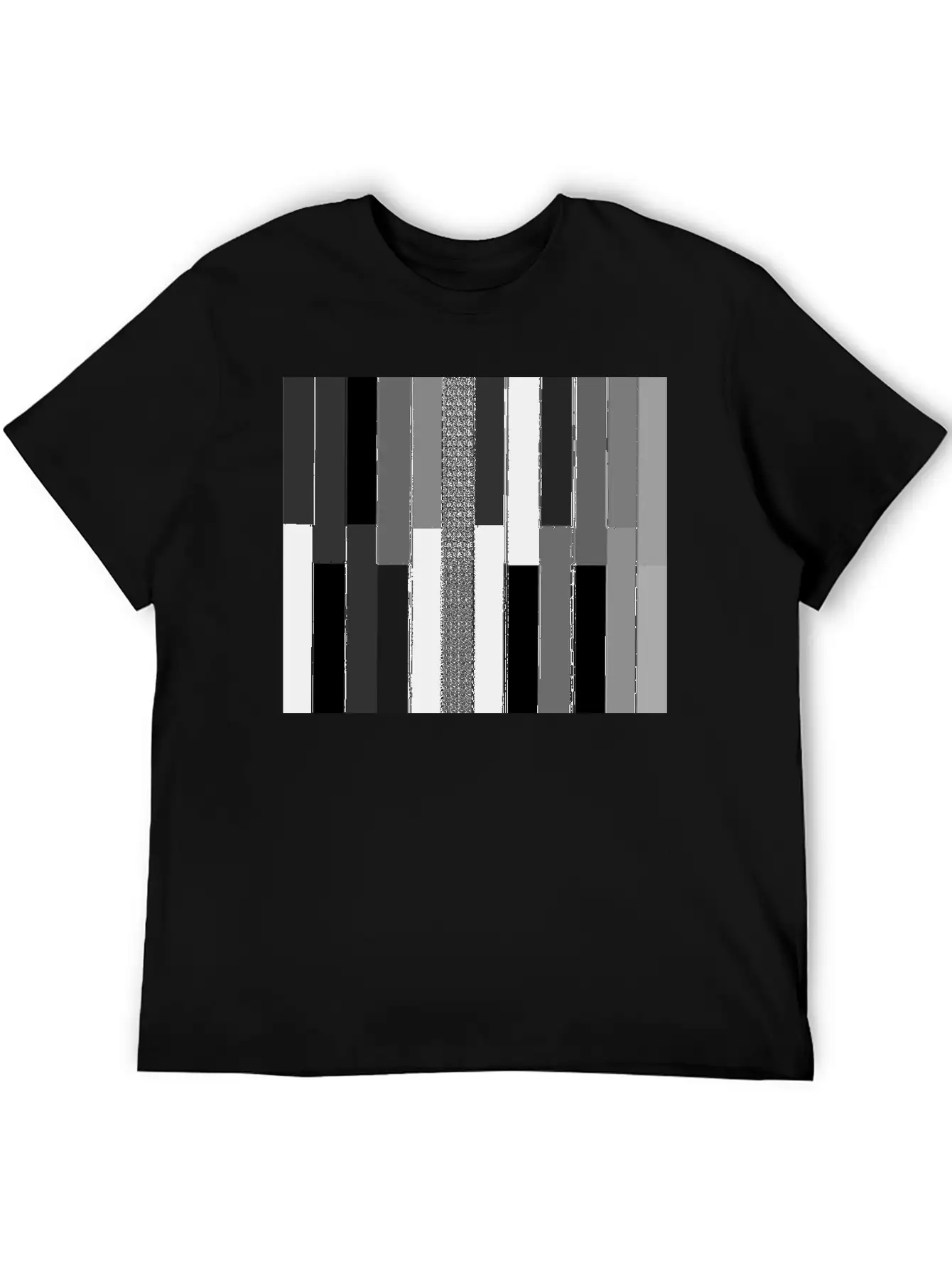 "Modern Geometric Striped Texture" Classic Crew Neck Graphic Tee – Everyday Minimal Look