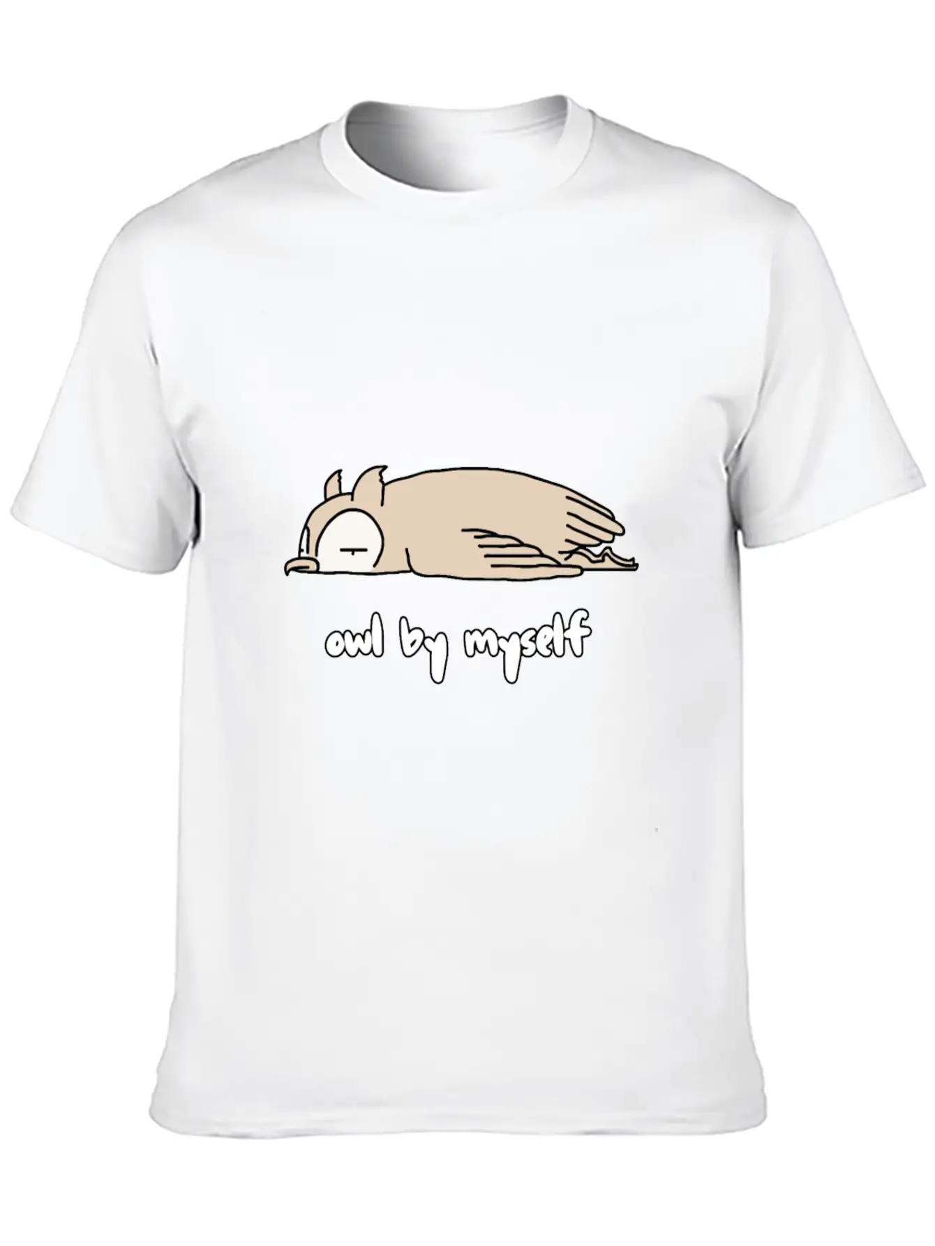 "OWL BY MYSELF" Moody Animal Shirt Design Classic Crew Neck Graphic Tee – Everyday Minimal Look