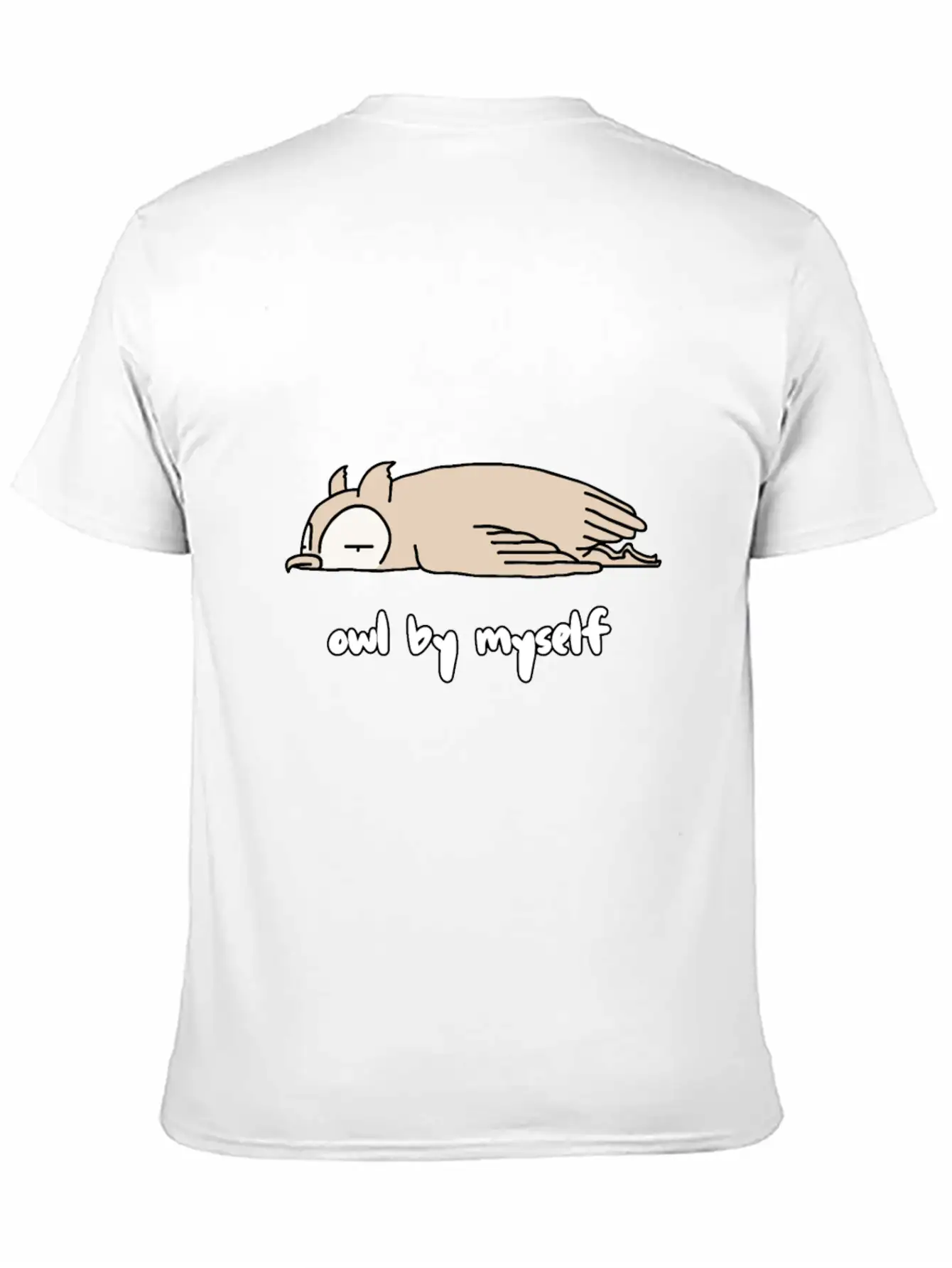 "OWL BY MYSELF" Moody Animal Shirt Design Classic Crew Neck Graphic Tee – Everyday Minimal Look