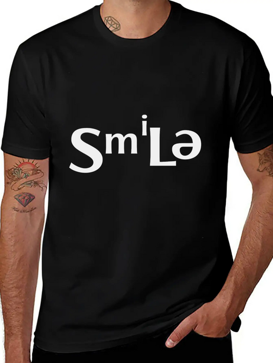"Smile" Abstract Design Classic Crew Neck Graphic Tee – Everyday Minimal Look