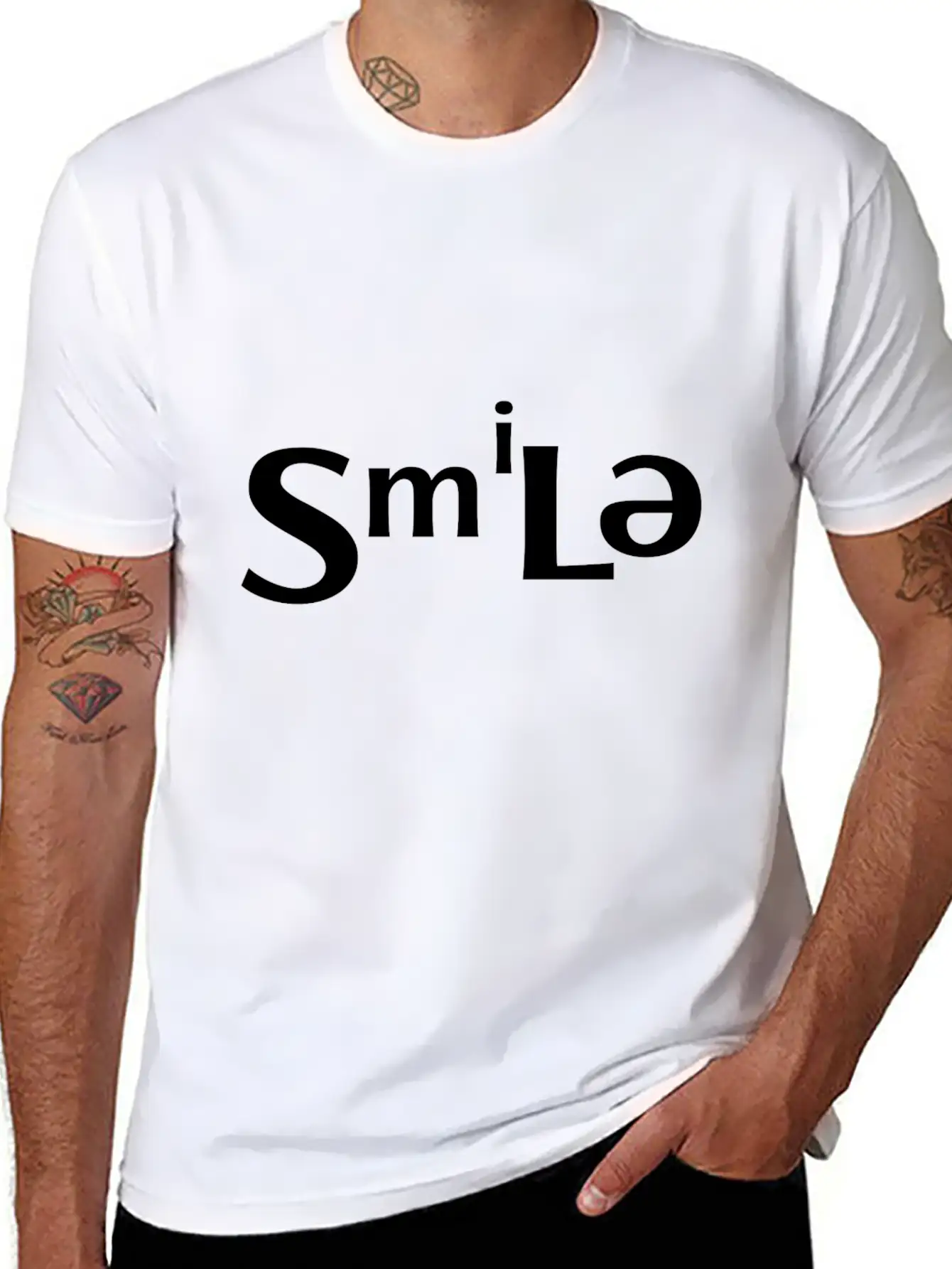 "Smile" Abstract Design Classic Crew Neck Graphic Tee – Everyday Minimal Look