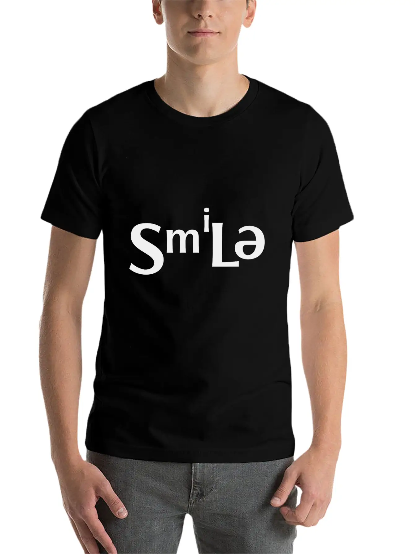 "Smile" Abstract Design Classic Crew Neck Graphic Tee – Everyday Minimal Look