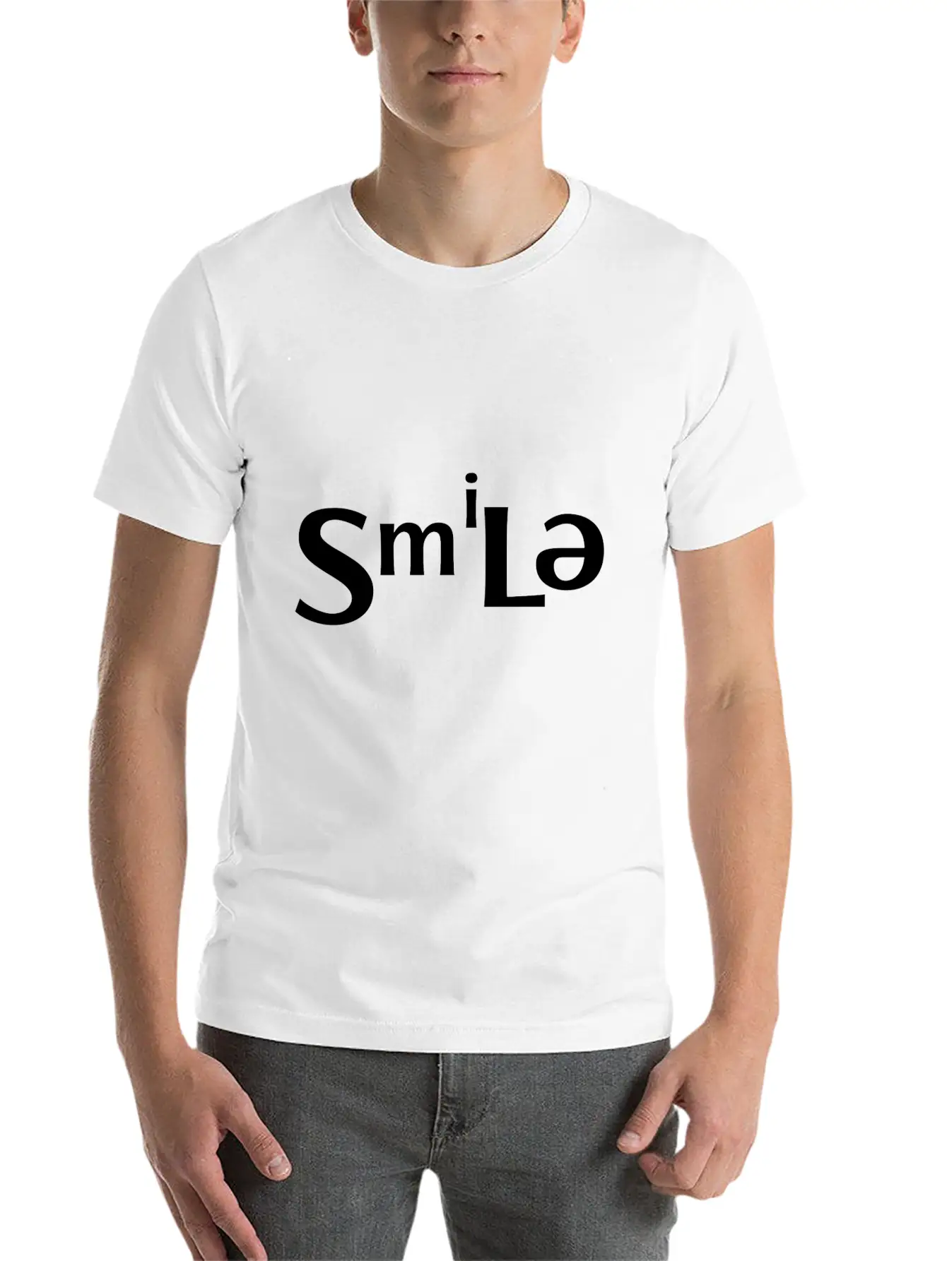"Smile" Abstract Design Classic Crew Neck Graphic Tee – Everyday Minimal Look