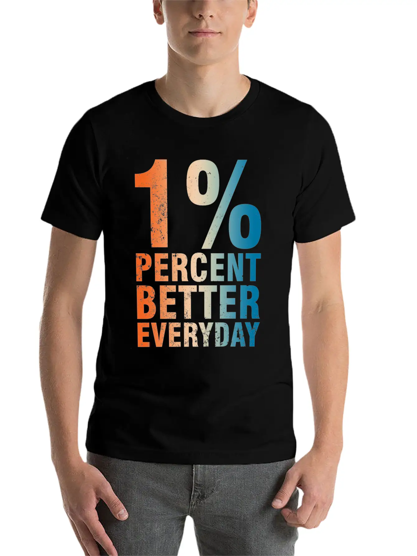 1% Percent Better Everyday Mindset Classic Crew Neck Graphic Tee – Everyday Minimal Look