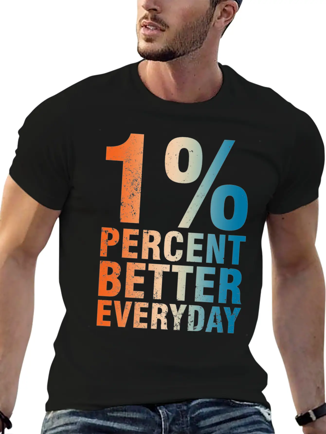 1% Percent Better Everyday Mindset Classic Crew Neck Graphic Tee – Everyday Minimal Look