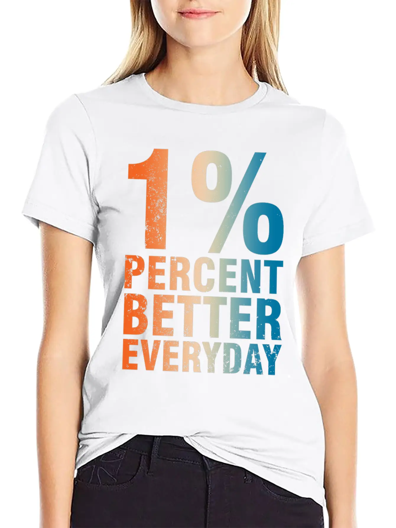 1% Percent Better Everyday Mindset Classic Crew Neck Graphic Tee – Everyday Minimal Look