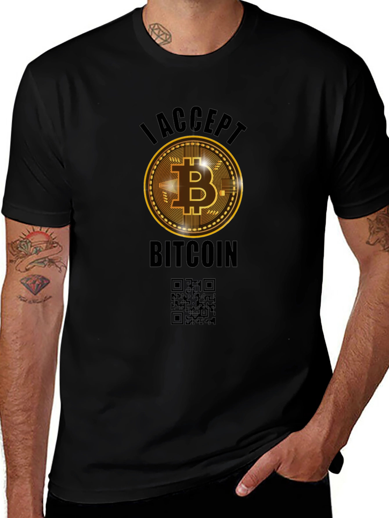 I Accept Bitcoin Black Graphic Tee