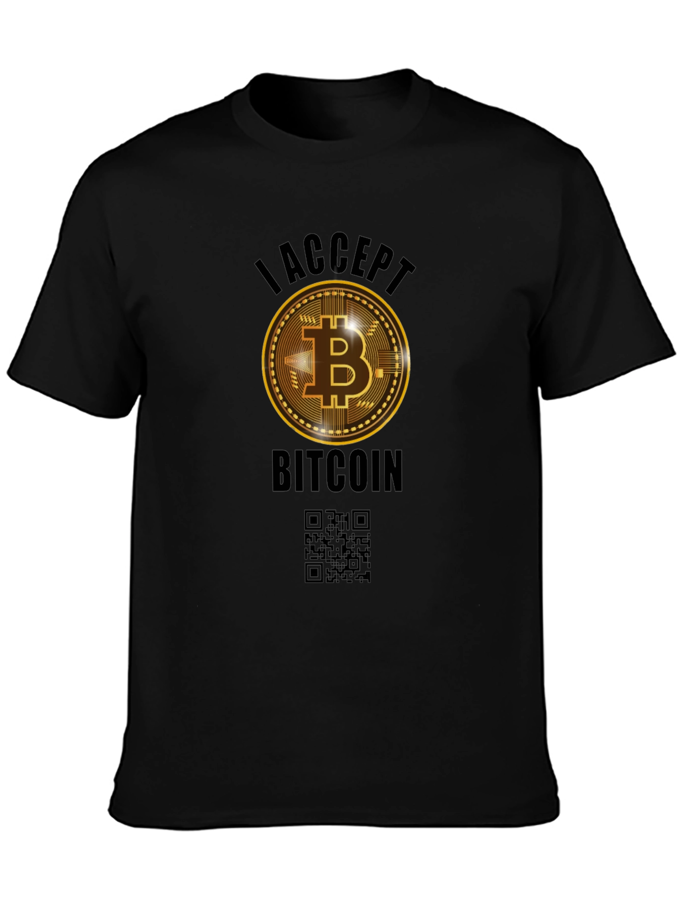 I Accept Bitcoin Black Graphic Tee