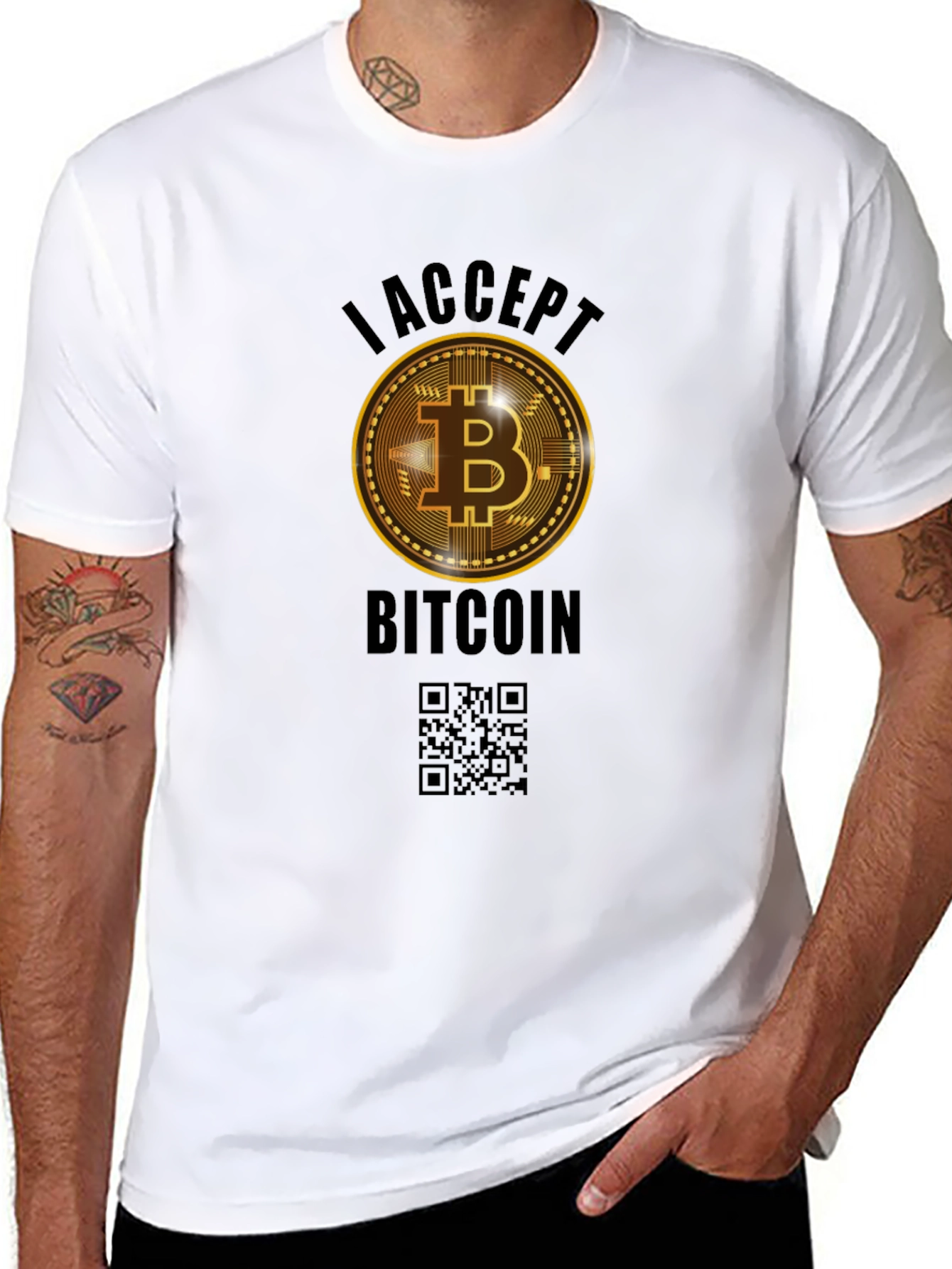 I Accept Bitcoin Black Graphic Tee