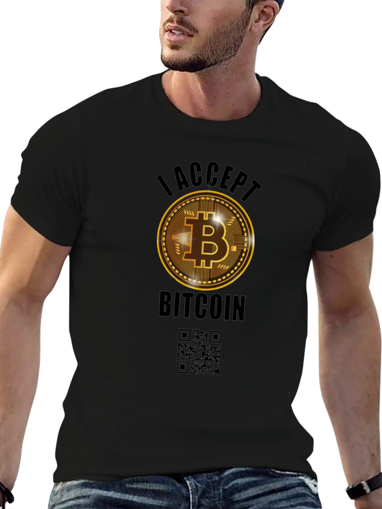 I Accept Bitcoin Black Graphic Tee