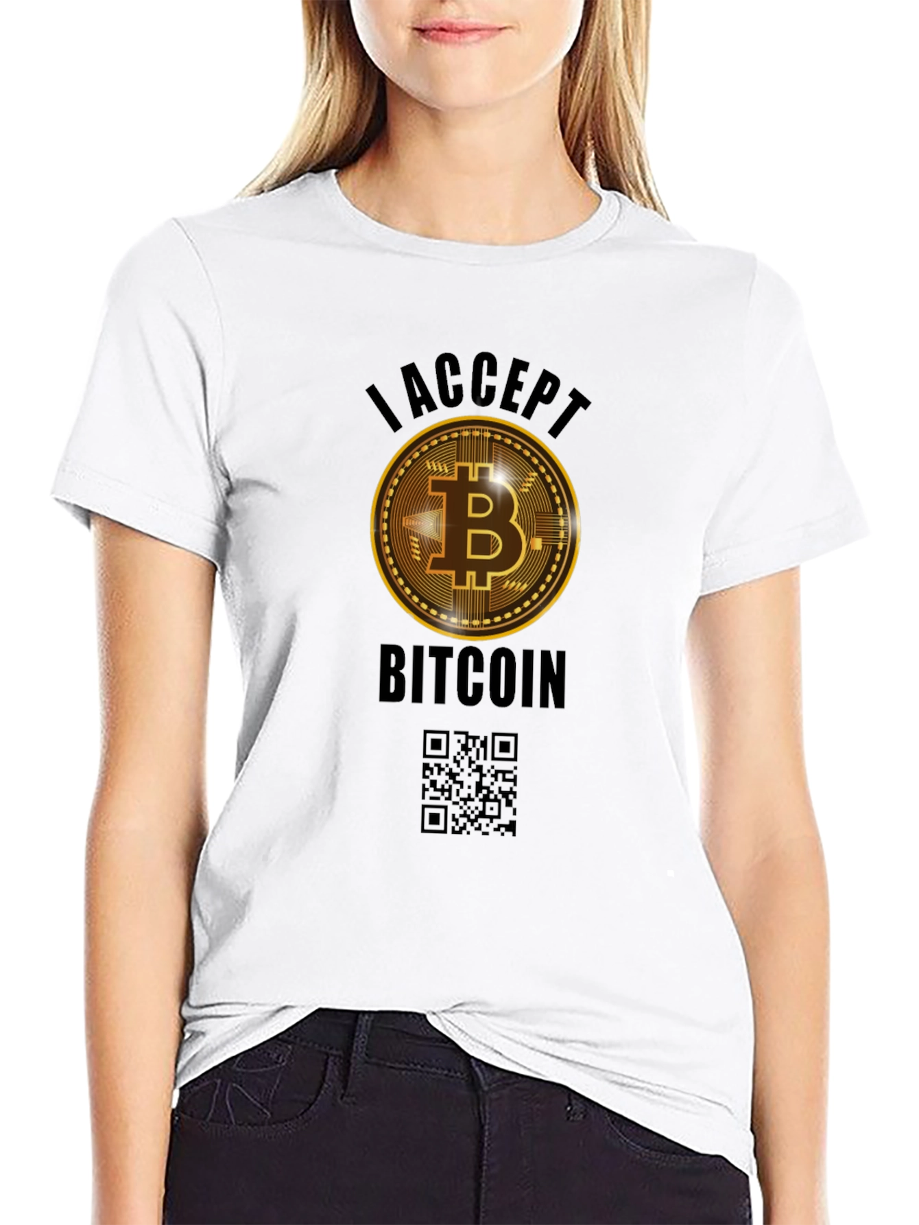 I Accept Bitcoin Black Graphic Tee