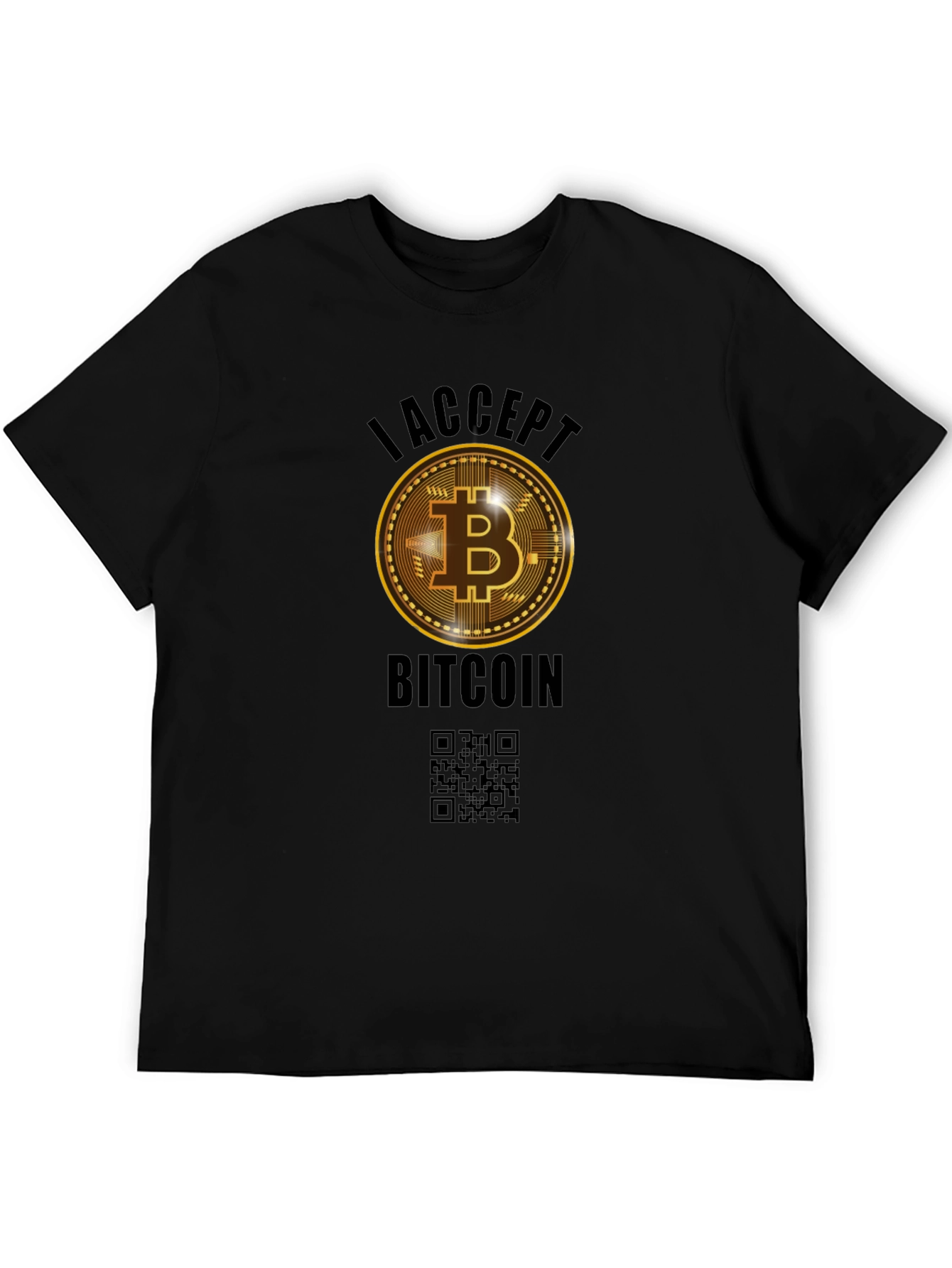 I Accept Bitcoin Black Graphic Tee