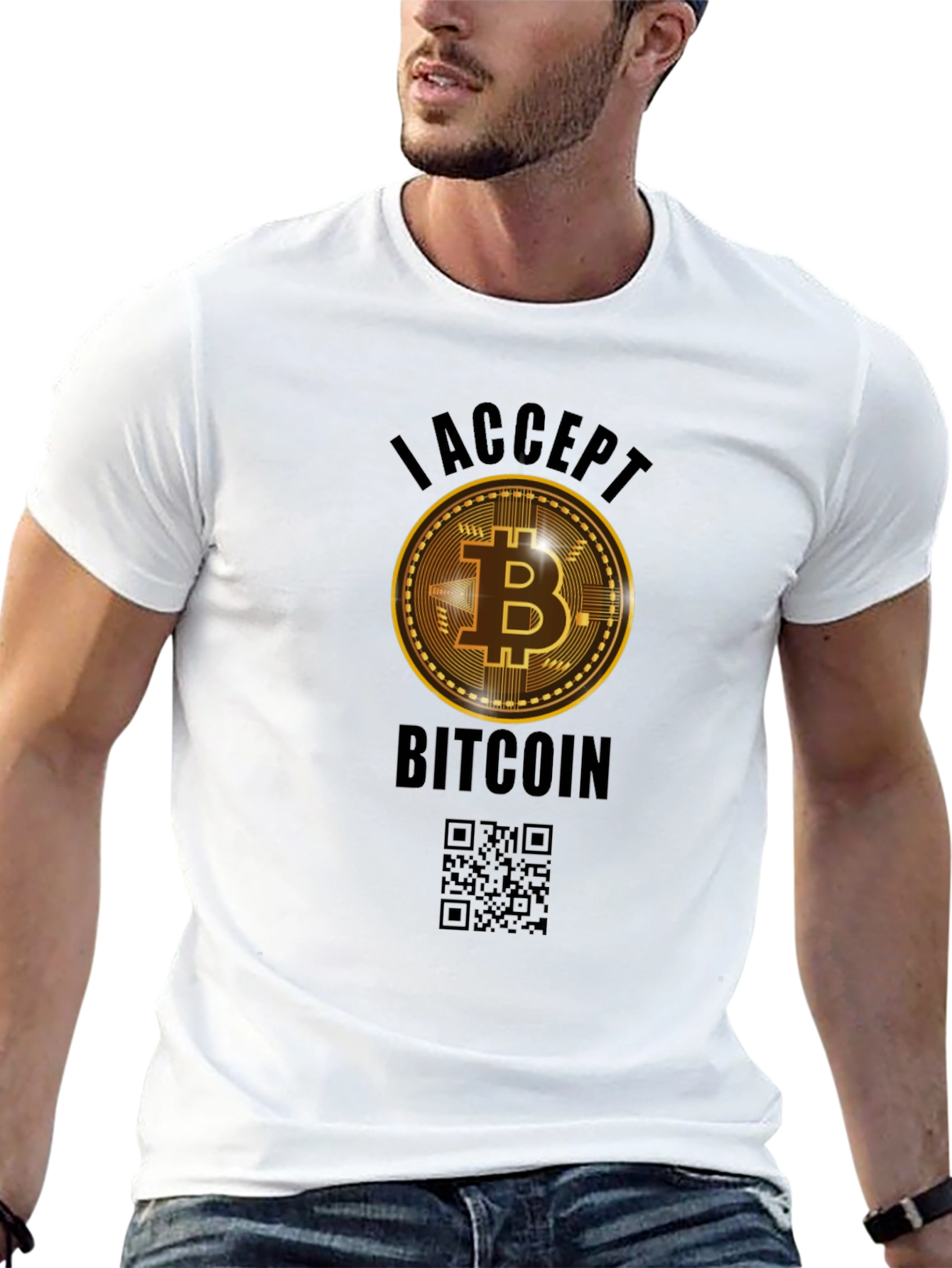 I Accept Bitcoin Black Graphic Tee