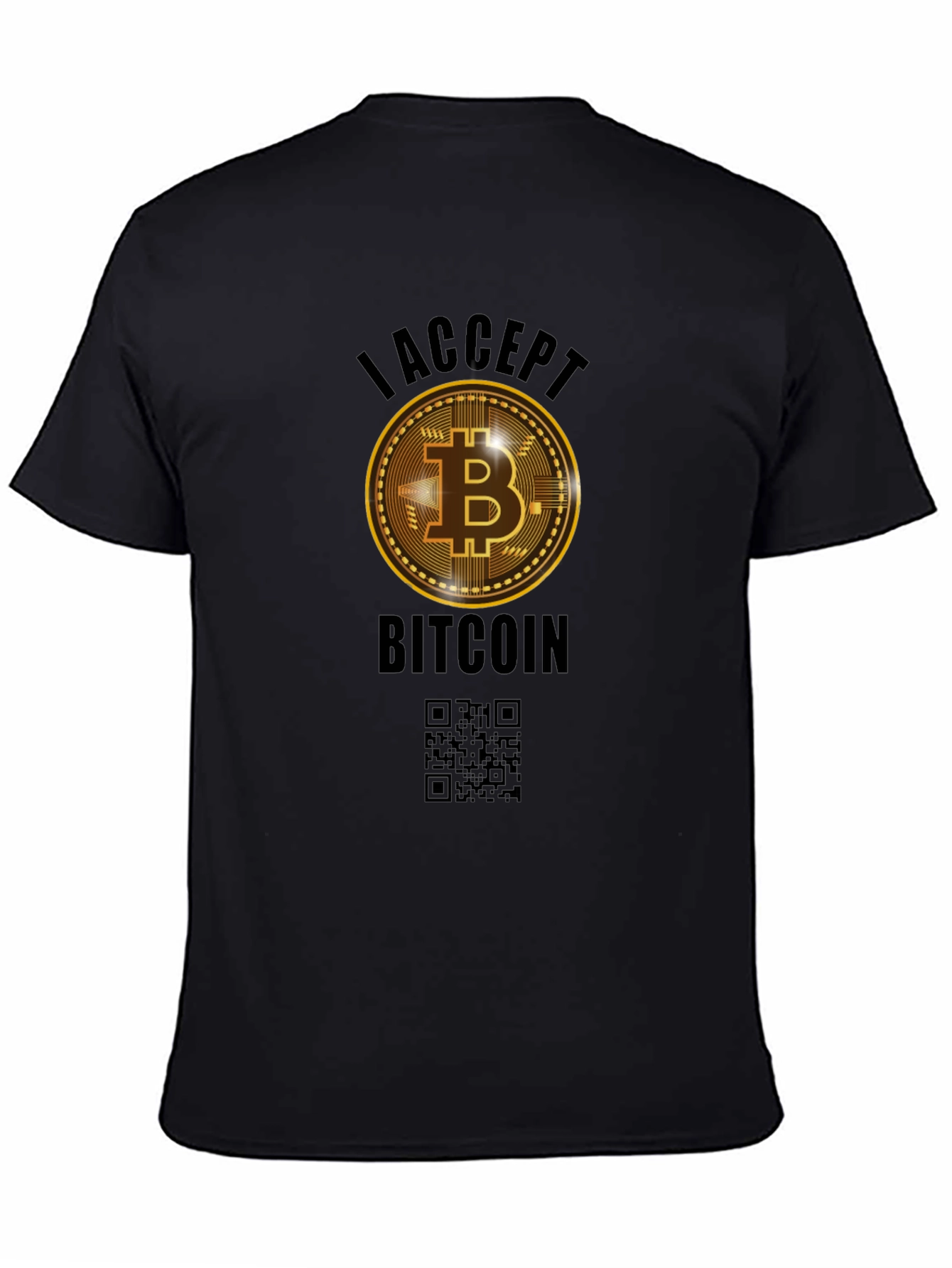 I Accept Bitcoin Black Graphic Tee