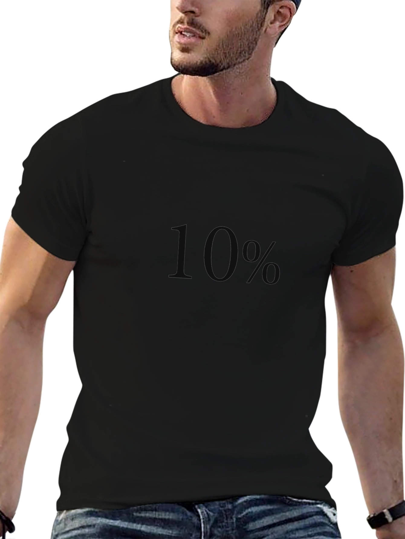 10% Black Graphic Tee - Soft Cotton Blend