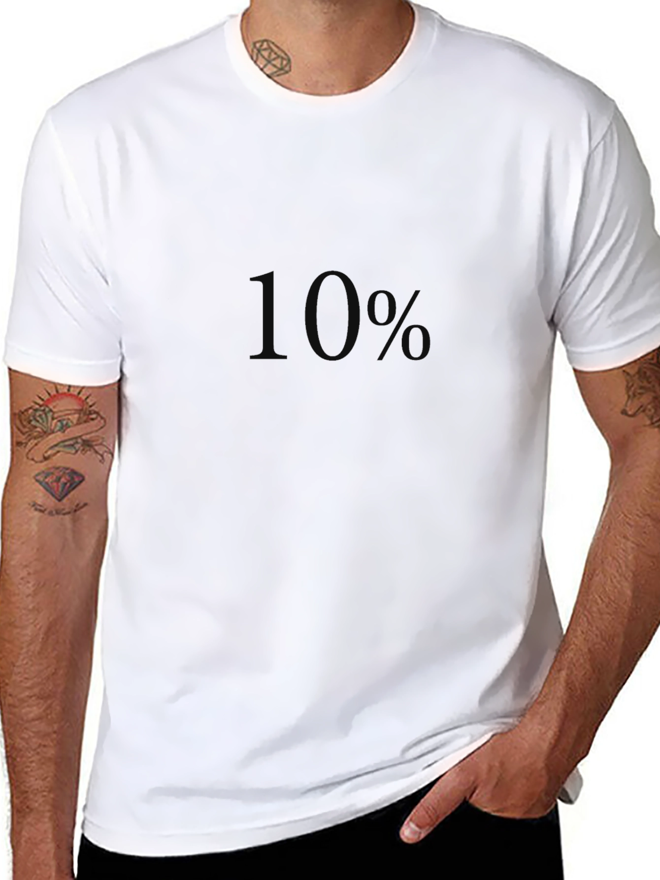 10% Black Graphic Tee - Soft Cotton Blend