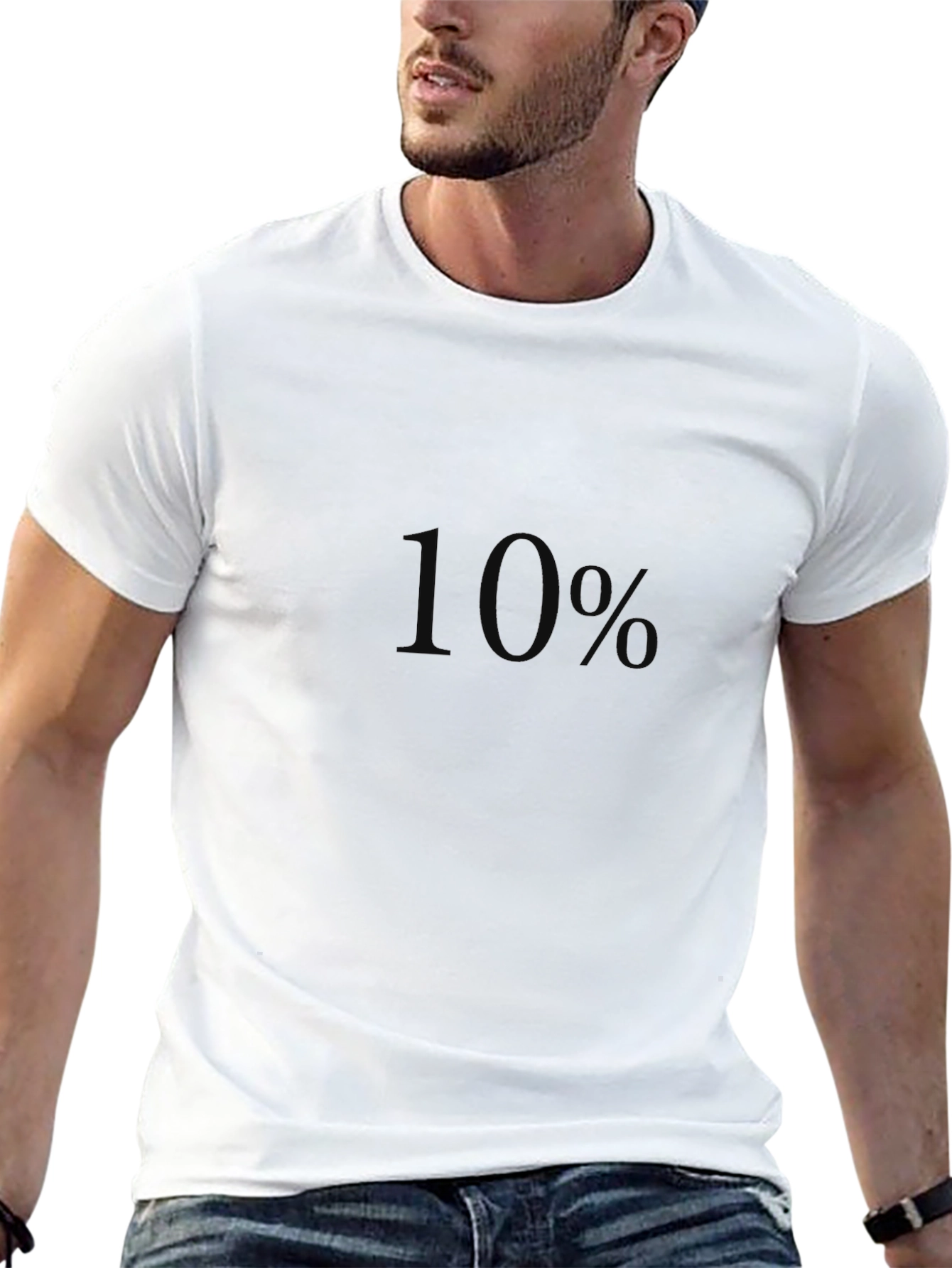 10% Black Graphic Tee - Soft Cotton Blend