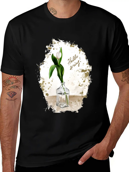 Нello Spring Design Classic Crew Neck Graphic Tee – Everyday Minimal Look