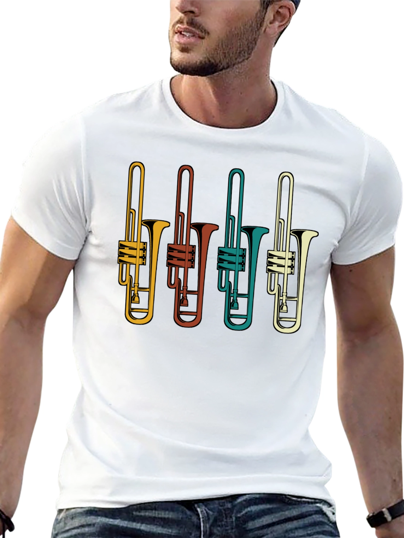 Retro Trombone T-Shirt - Musician Tee