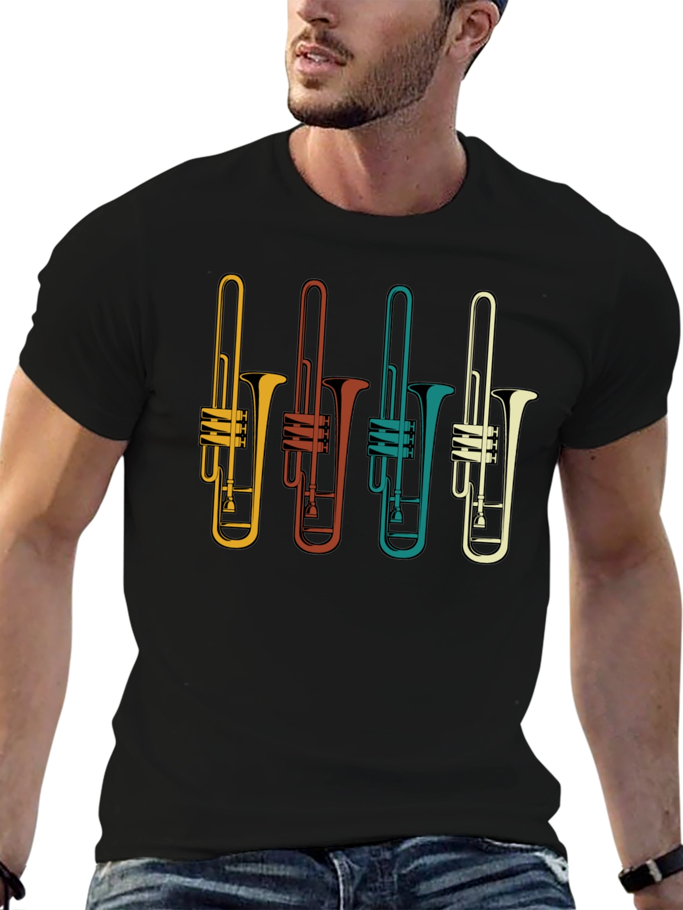 Retro Trombone T-Shirt - Musician Tee