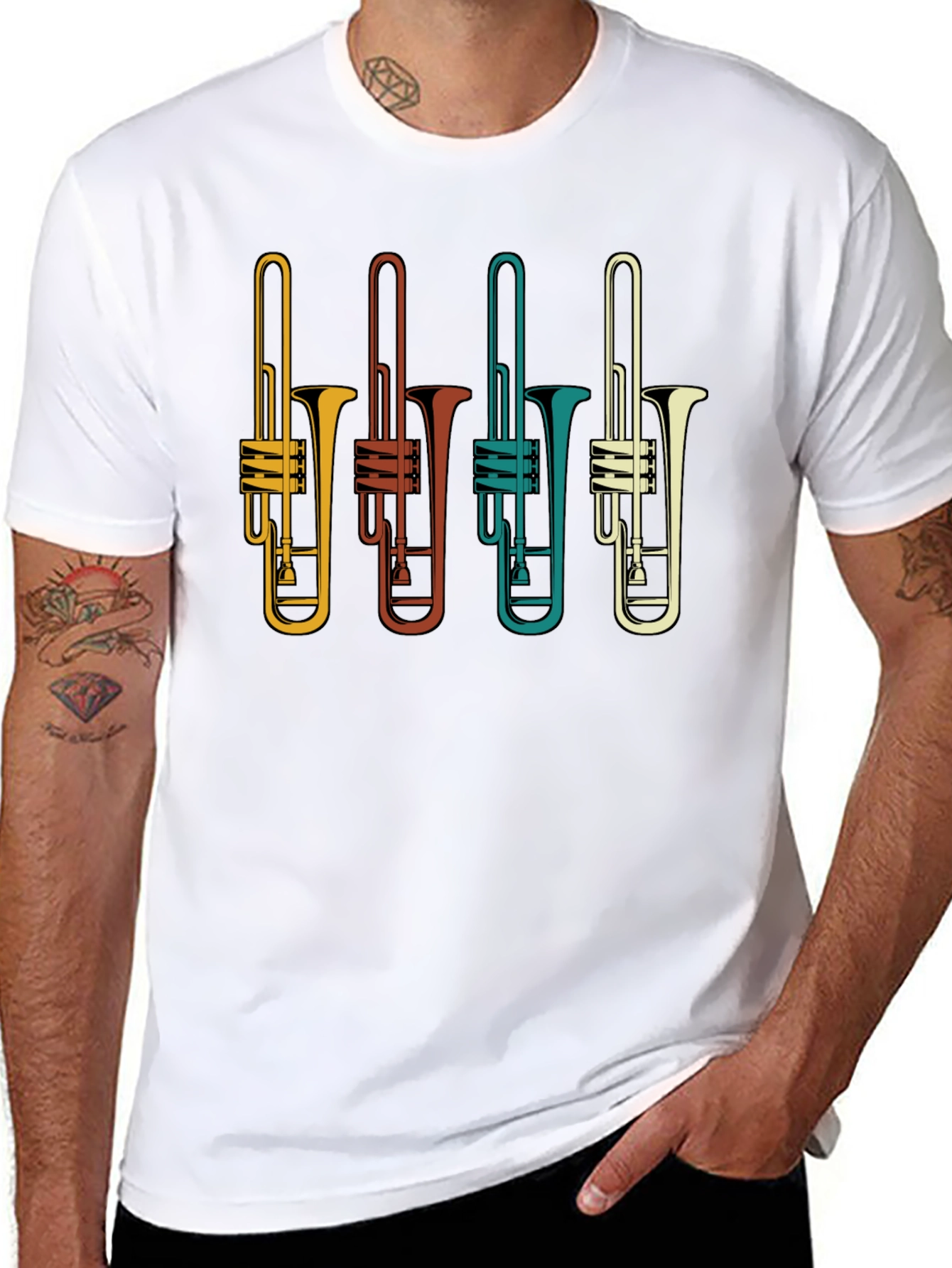 Retro Trombone T-Shirt - Musician Tee