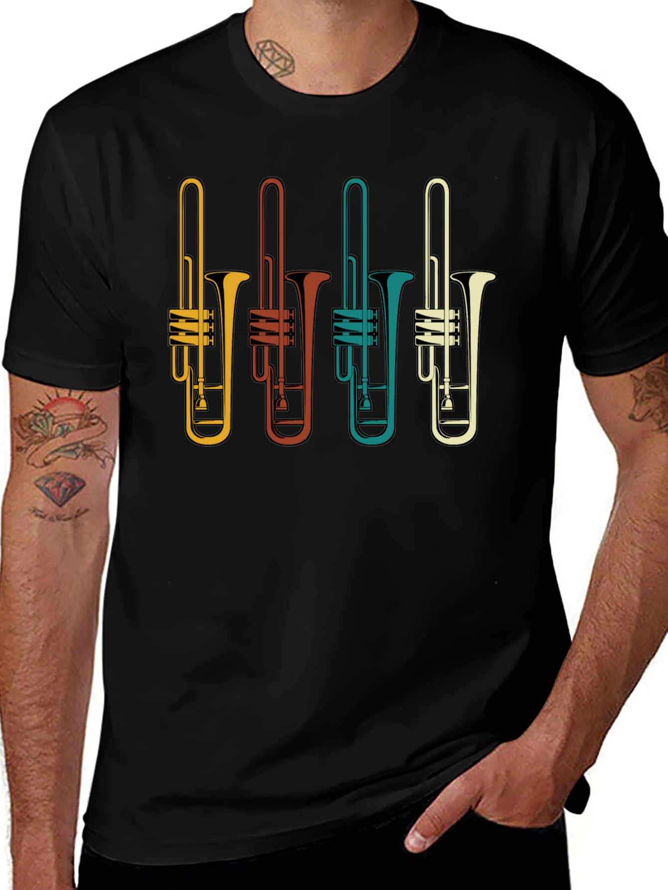 Retro Trombone T-Shirt - Musician Tee