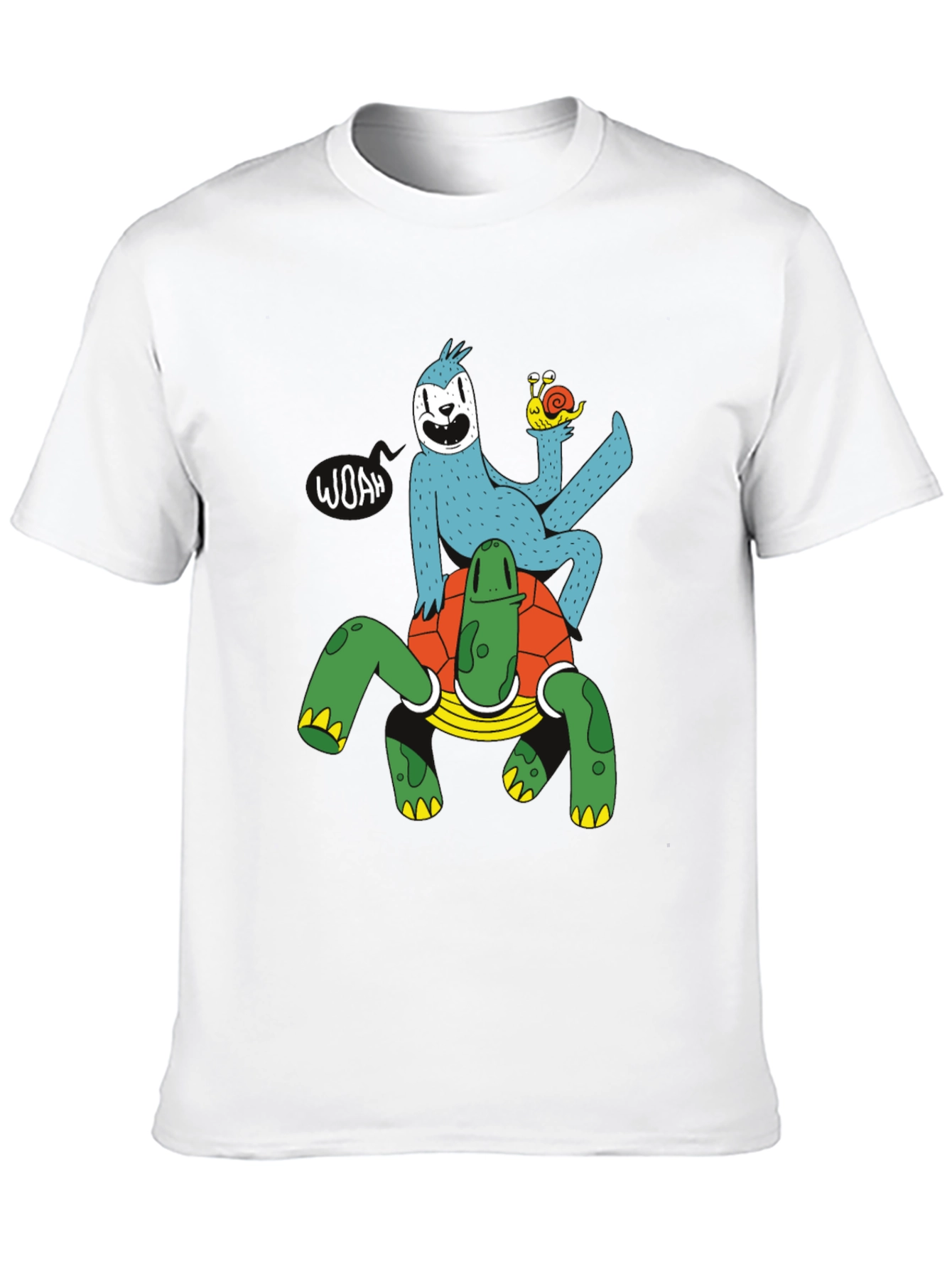 Sloth Riding Turtle Graphic T-Shirt