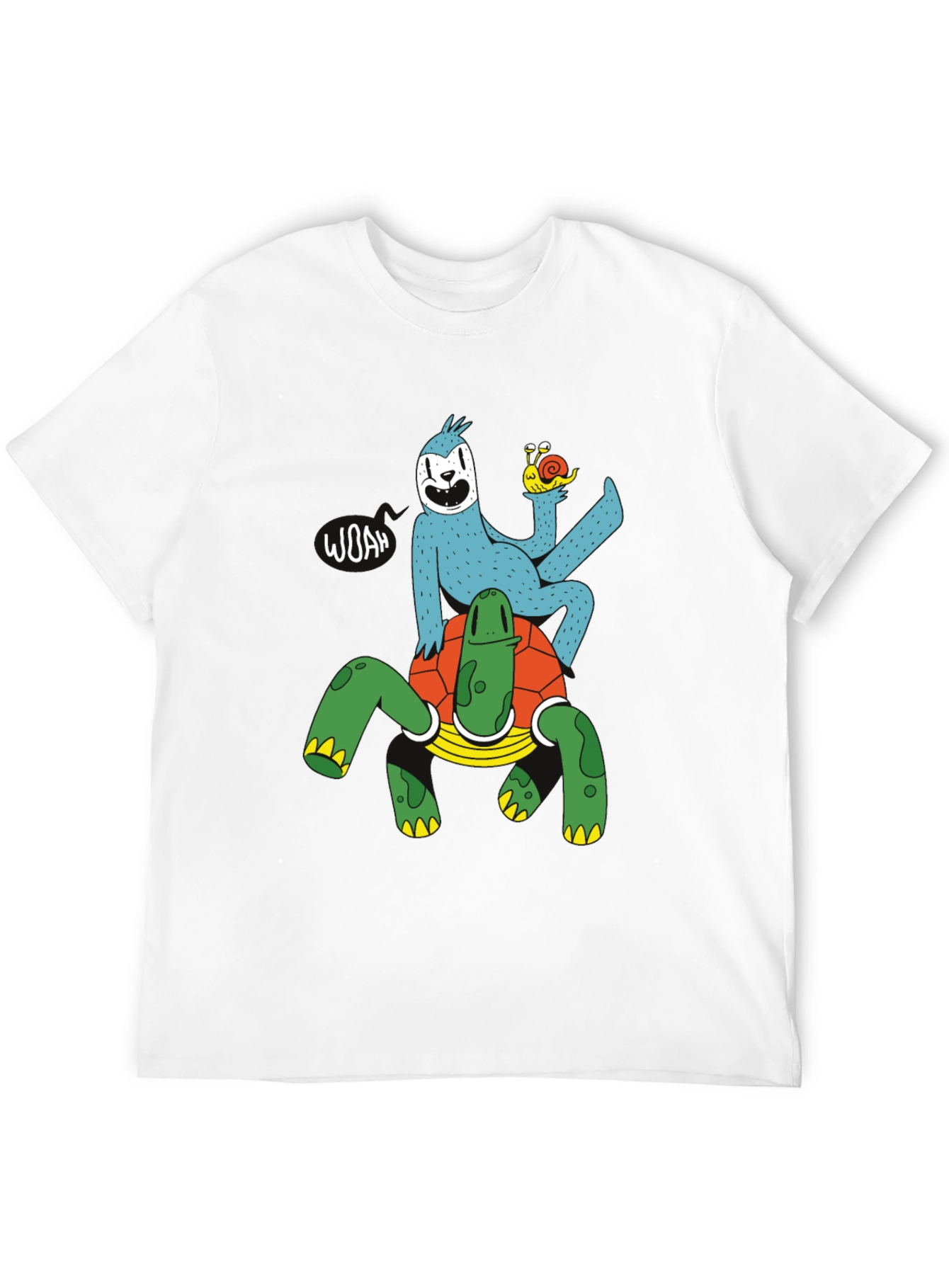 Sloth Riding Turtle Graphic T-Shirt