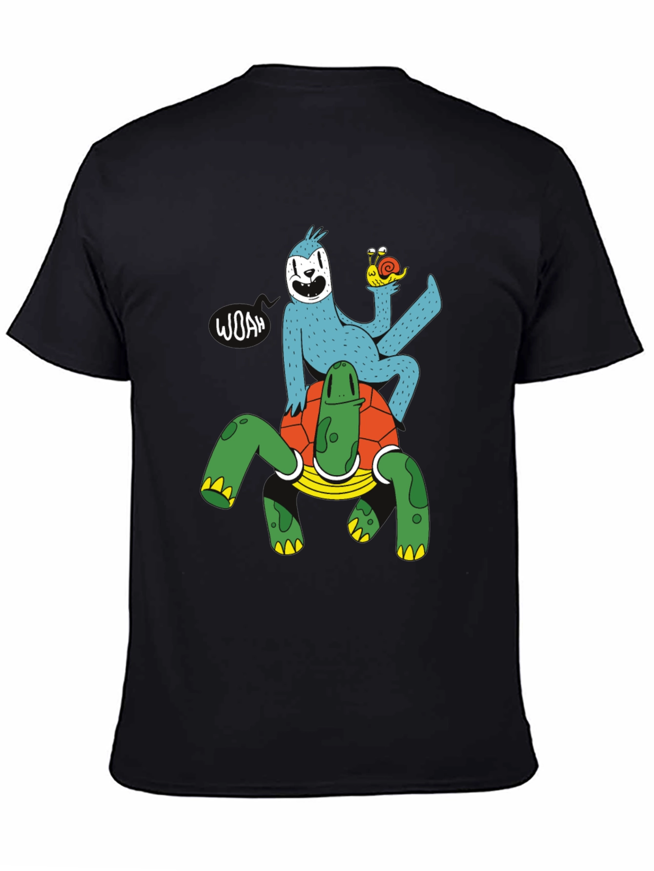 Sloth Riding Turtle Graphic T-Shirt