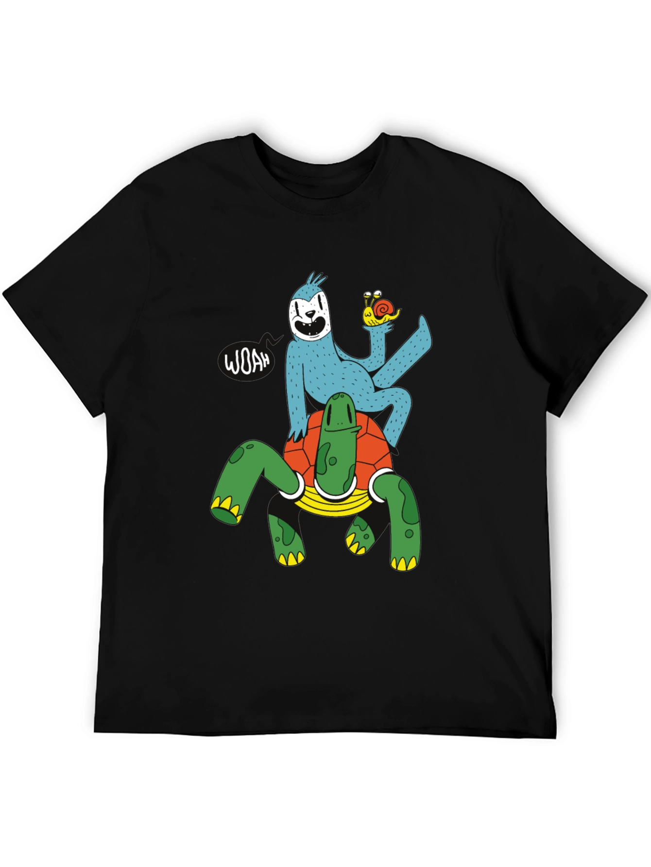 Sloth Riding Turtle Graphic T-Shirt