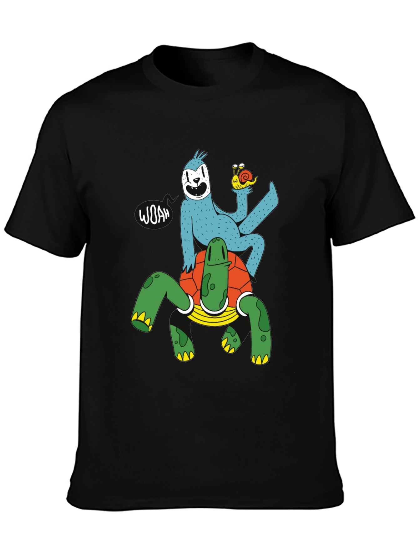 Sloth Riding Turtle Graphic T-Shirt