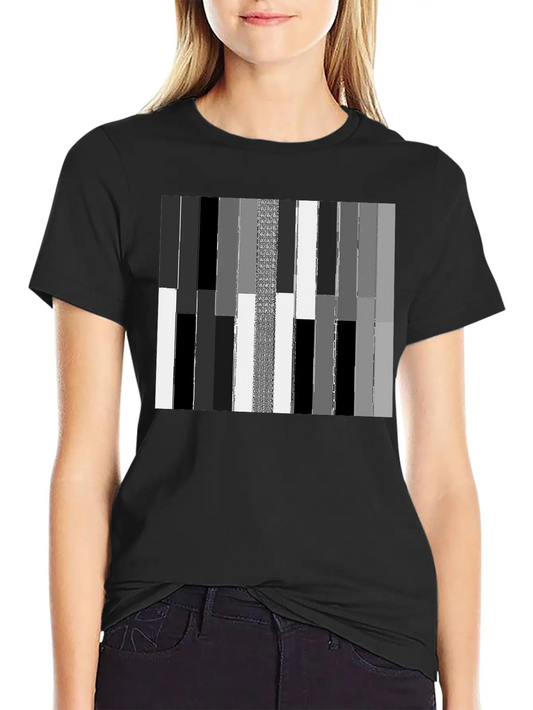 "Modern Geometric Striped Texture" Classic Crew Neck Graphic Tee – Everyday Minimal Look