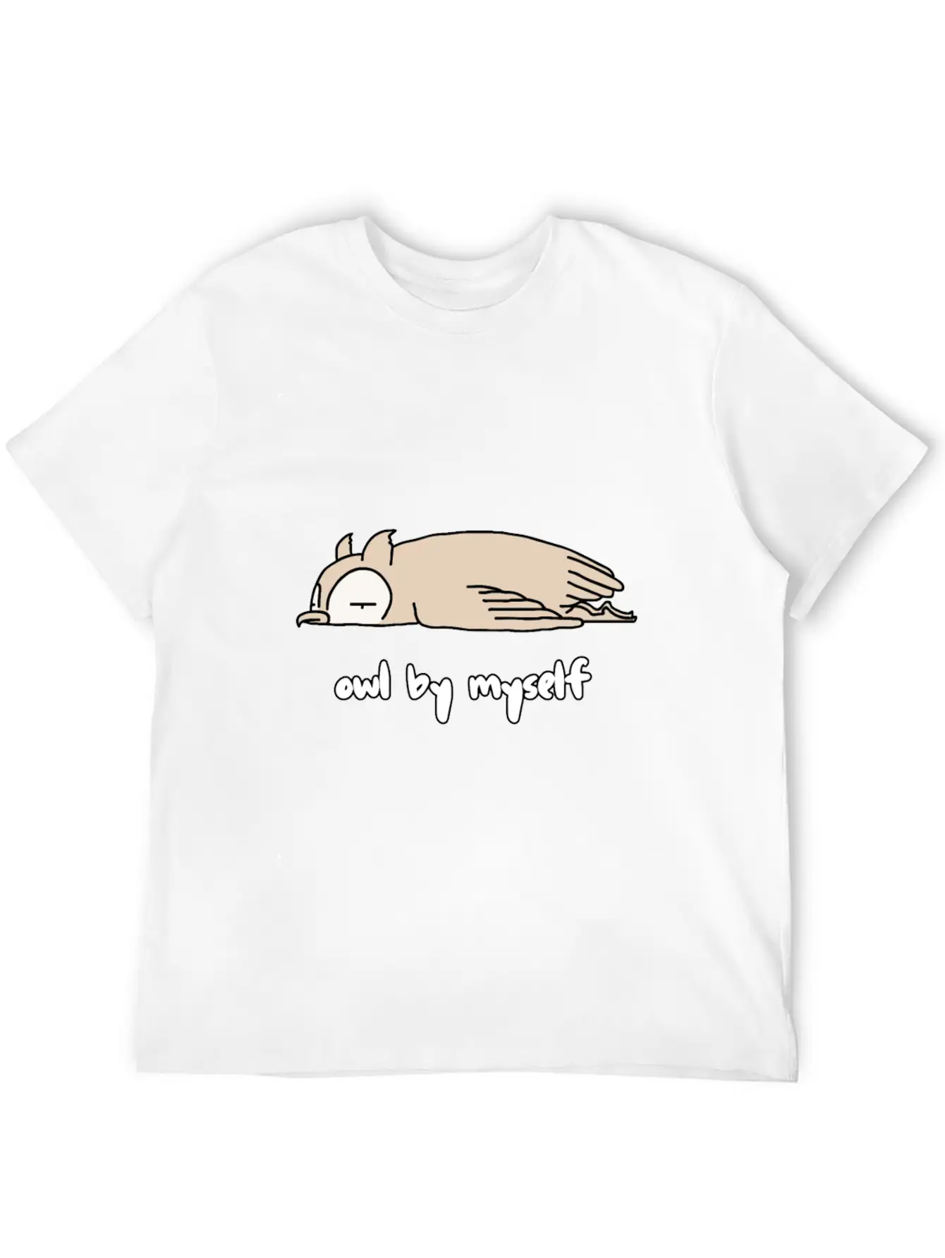"OWL BY MYSELF" Moody Animal Shirt Design Classic Crew Neck Graphic Tee – Everyday Minimal Look